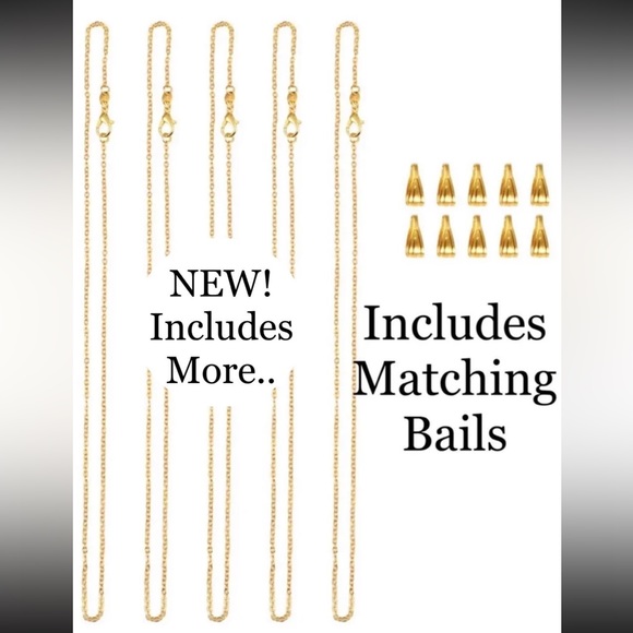 20pc 925 Gold Plated Cable Chains & Pinch Bails Jewelry Making Bundle diy Lot - Picture 4 of 12